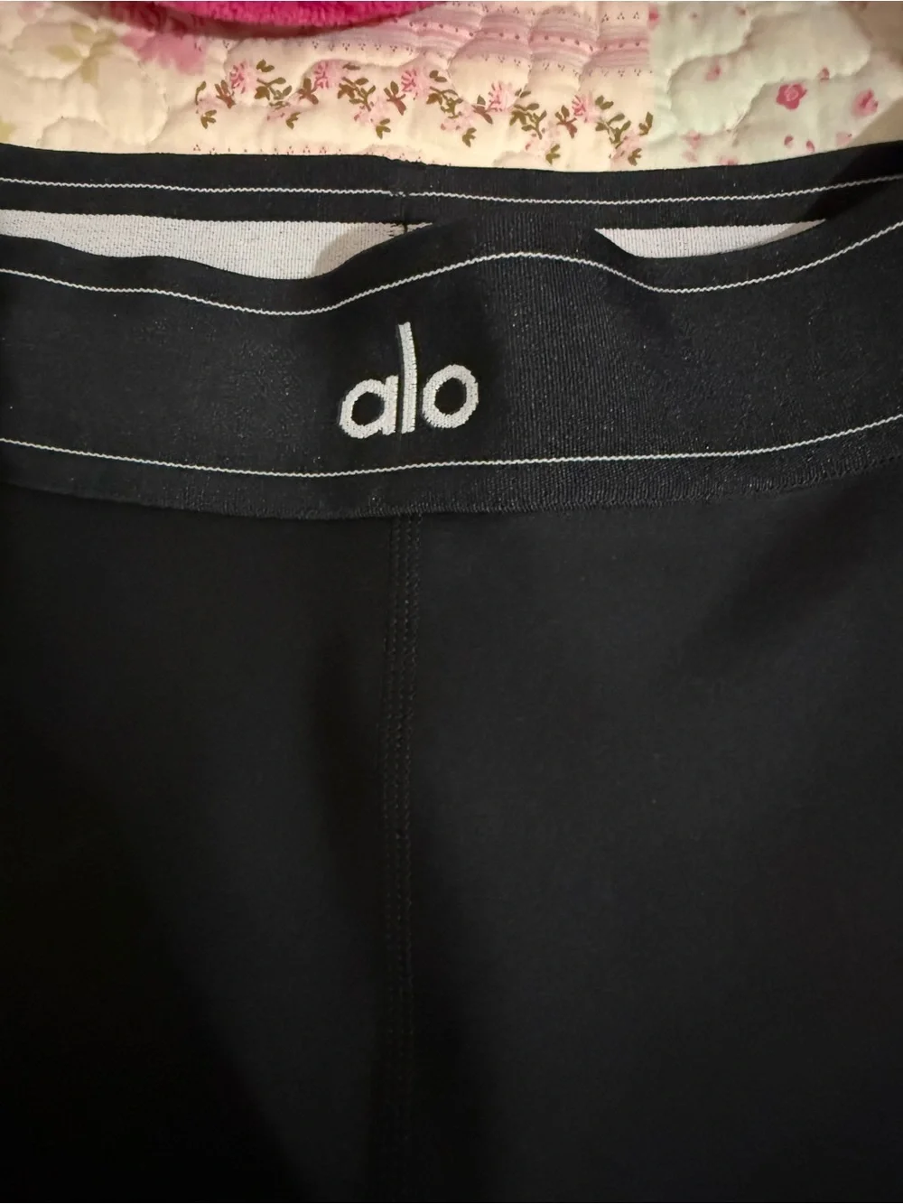 ALO Yoga Black Track Pants with White Side Stripe